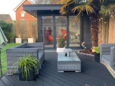 Garden Room In Luton, With Composite Decking For Outdoor Seating Area
